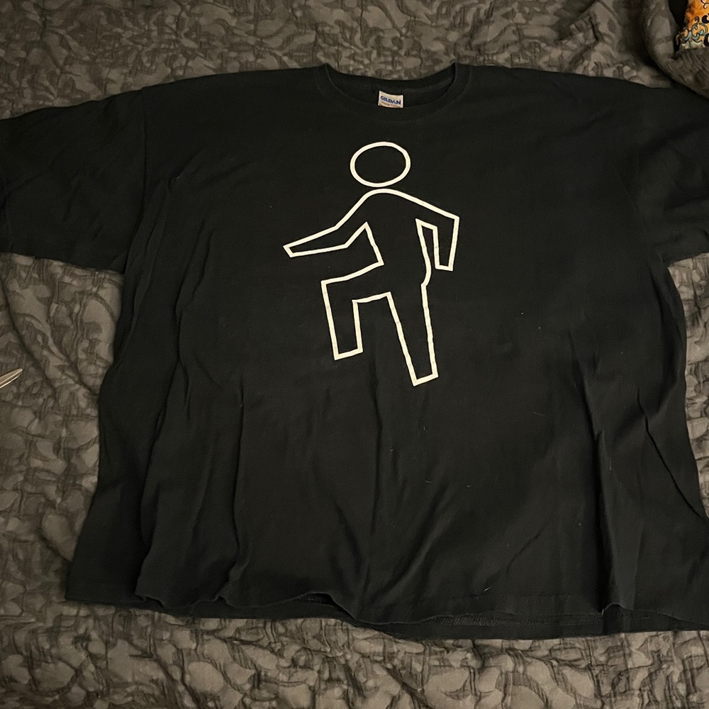 Black Minimalist Stick Figure Graphic T-Shirt 2XL